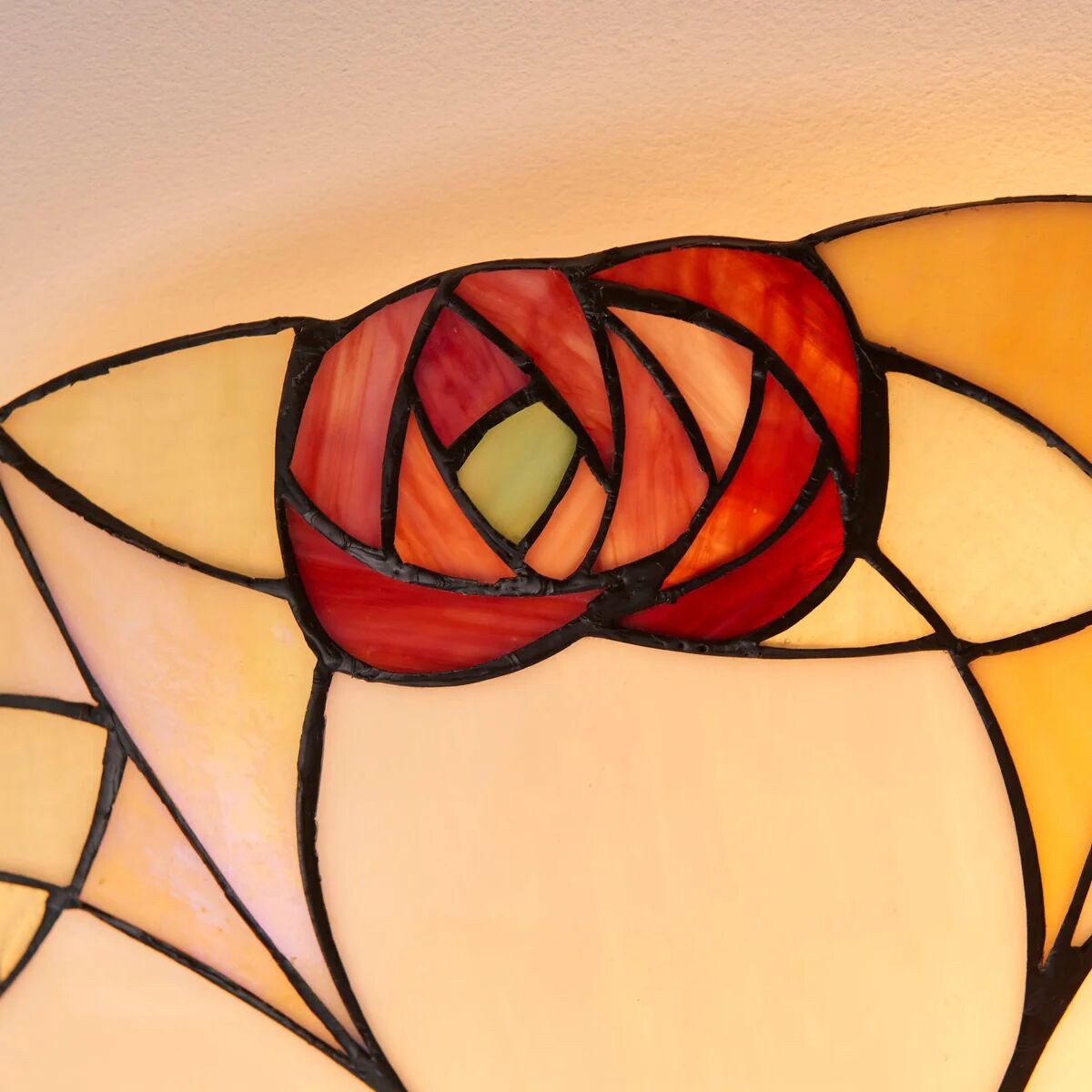 TF Ingram Handcrafted Stained Glass Ceiling Lamp - Vintage Art Deco Tiffany Light for Dining Room K1992