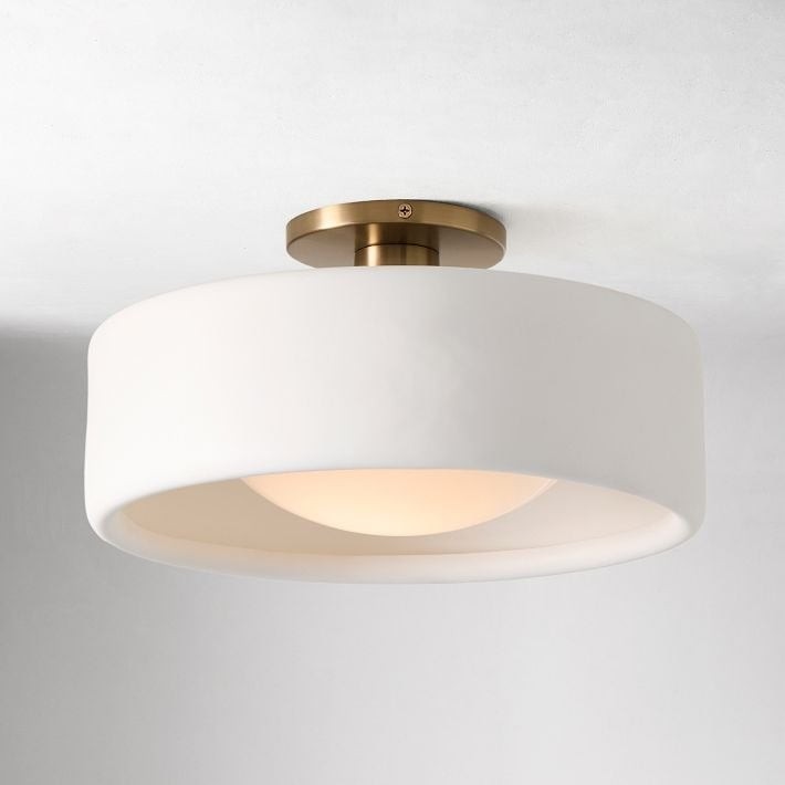 Cerova Modern Porcelain Flush Mount Ceiling Light– Elegant Ivory Shade K1373