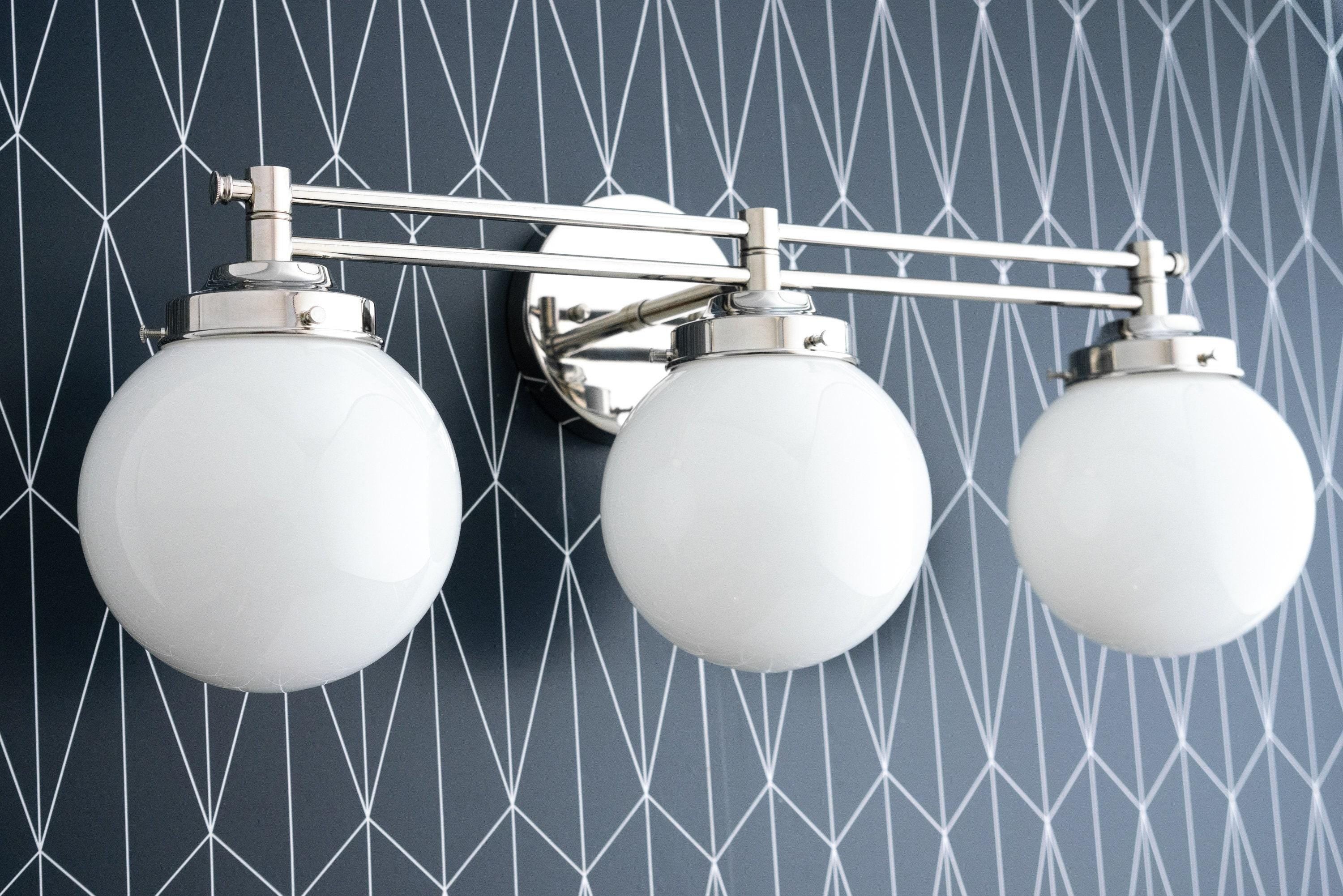 Glorica Glass Contemporary Vanity Light - 3 Light Globe Bathroom Fixture Opal Glass K1515
