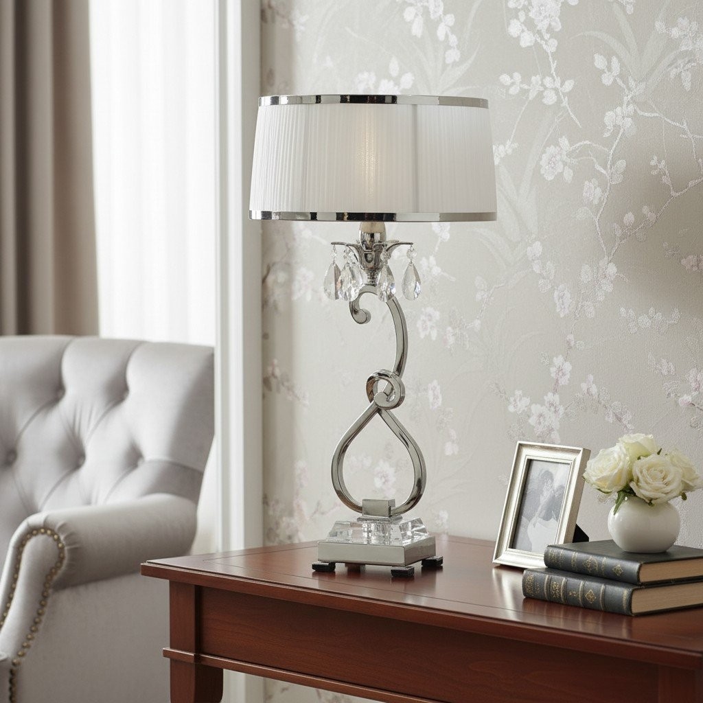 Talonis Decorative Crystal Table Lamp - Curved Metal Style for Home Interiors K1919