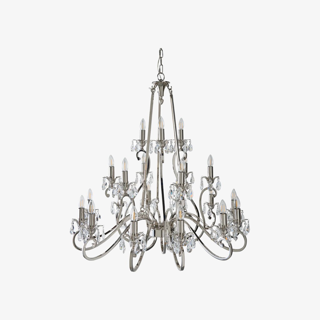 Talonis Crystal Chandelier - Traditional Candle-Style Brass and Nickel for Living Room and Dining Room K1930