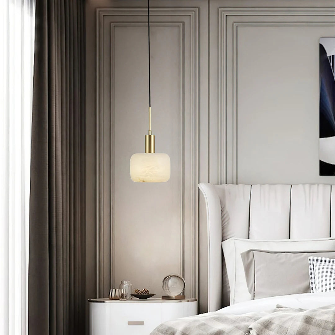 Velia Acorn Alabaster Minimalist Pendant Light D944