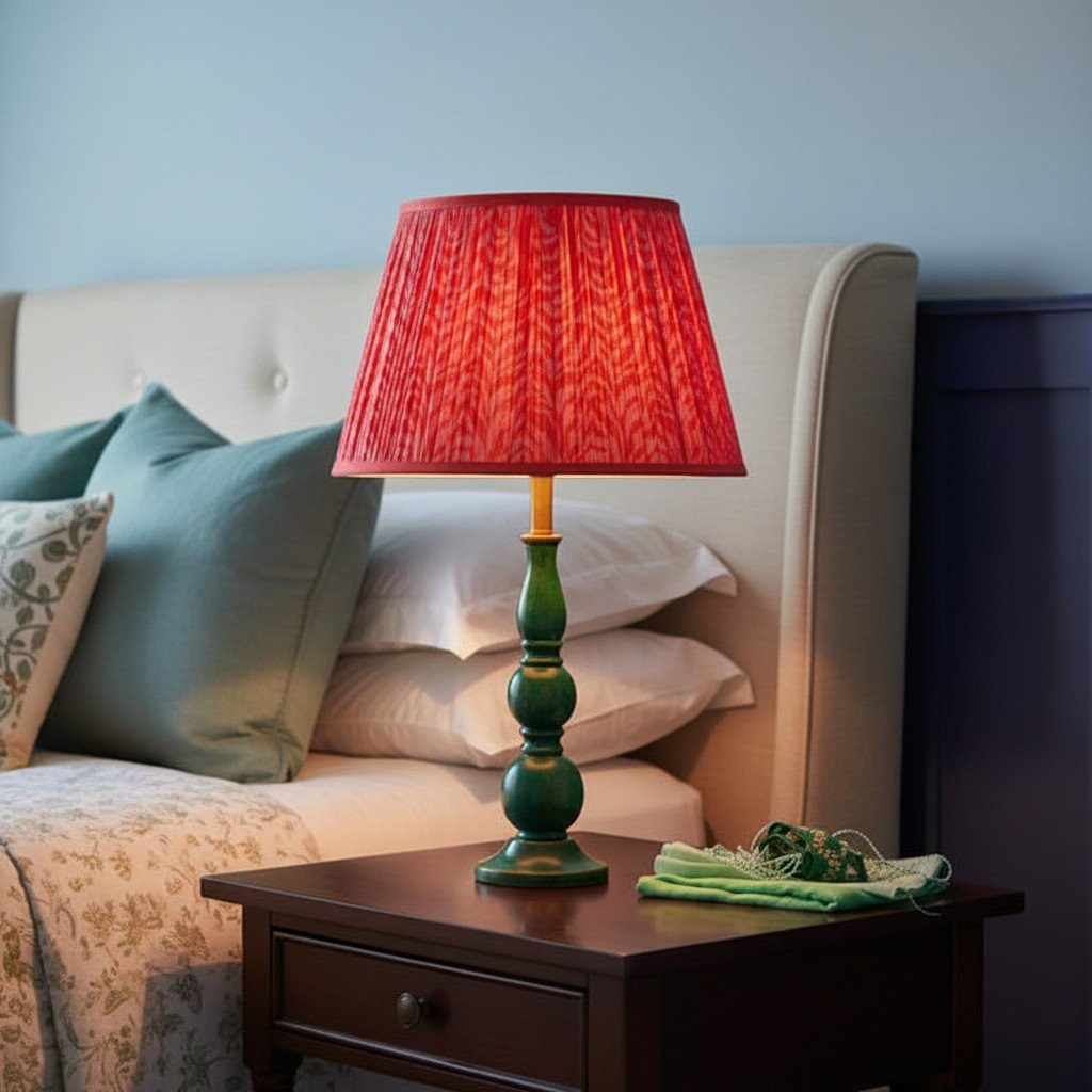 Grainora Wooden Base Fabric Shade Table Lamp - Modern Style for Living Room and Bedroom K2145
