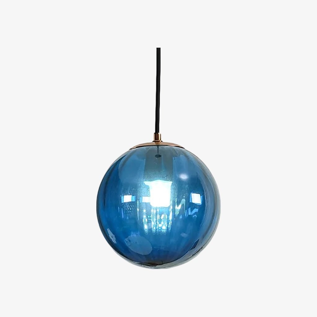Lunorie Metal and Glass Globe Pendant Light for Dining Area Kitchen Island K2147