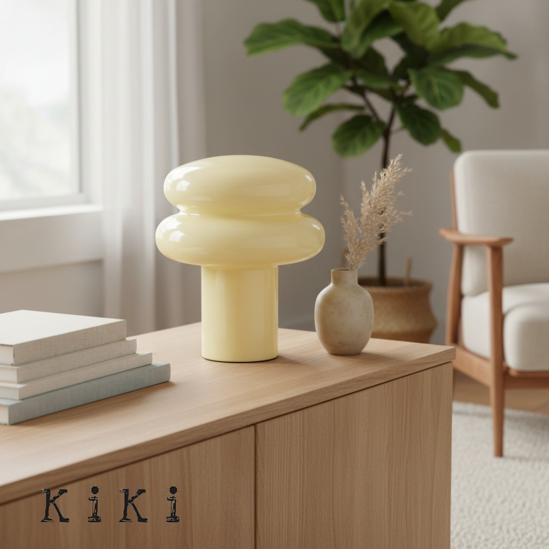 Orra Mushroom Glass Table Lamp - Minimalist Opal Shade Table Light for Home Décor K1428