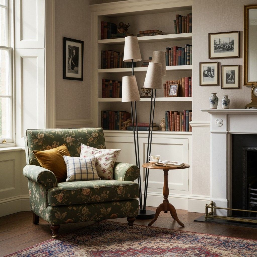 Duova 4 Light Floor Lamp - Fabric Shade Floor Lamp for Reading Corners or Living Spaces K1665