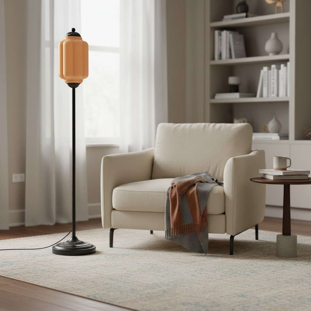 Eloise Handcrafted Retro Glass Floor Lamp - Lantern Form Floor Light for Reading Corners K2345