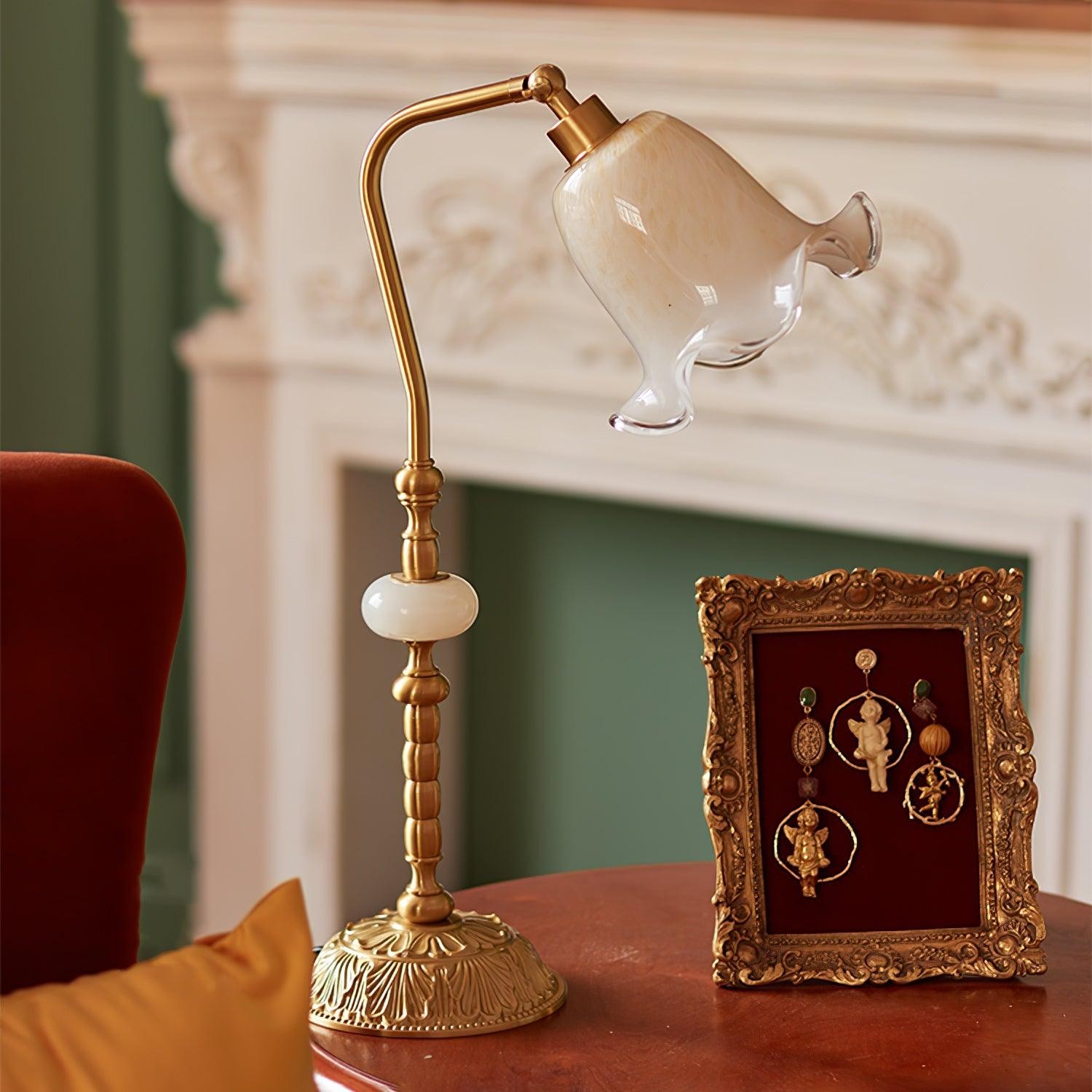 Classic Stylish White Tulip Brass Table Lamp K731