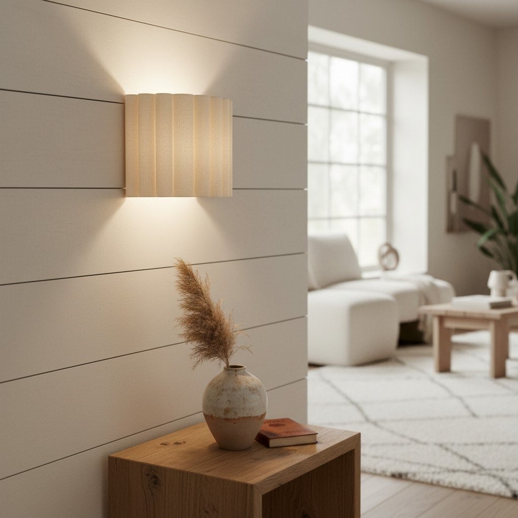 Velura Linen Fold Wall Sconce - Fabric Soft Pleated Design Ambient Lighting for Bedroom or Hallway K1761