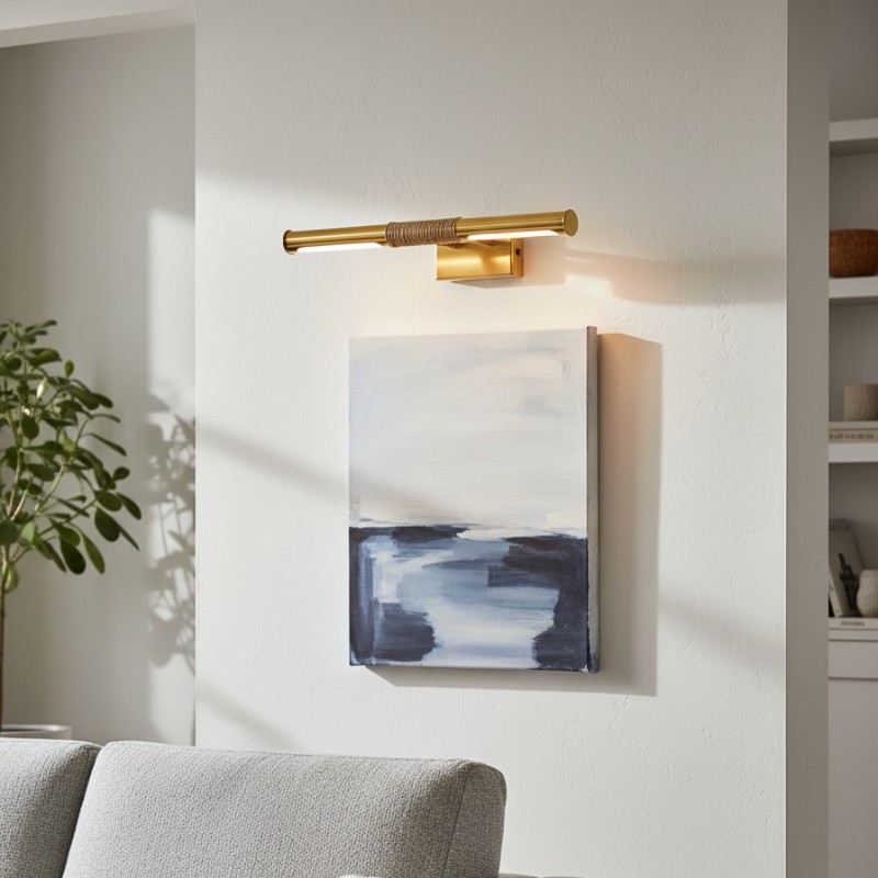 Aurix Picture Light - Slim Wrapped‑Center Bar Design Metal Finish Wall Lamp for Gallery & Hallway K2179