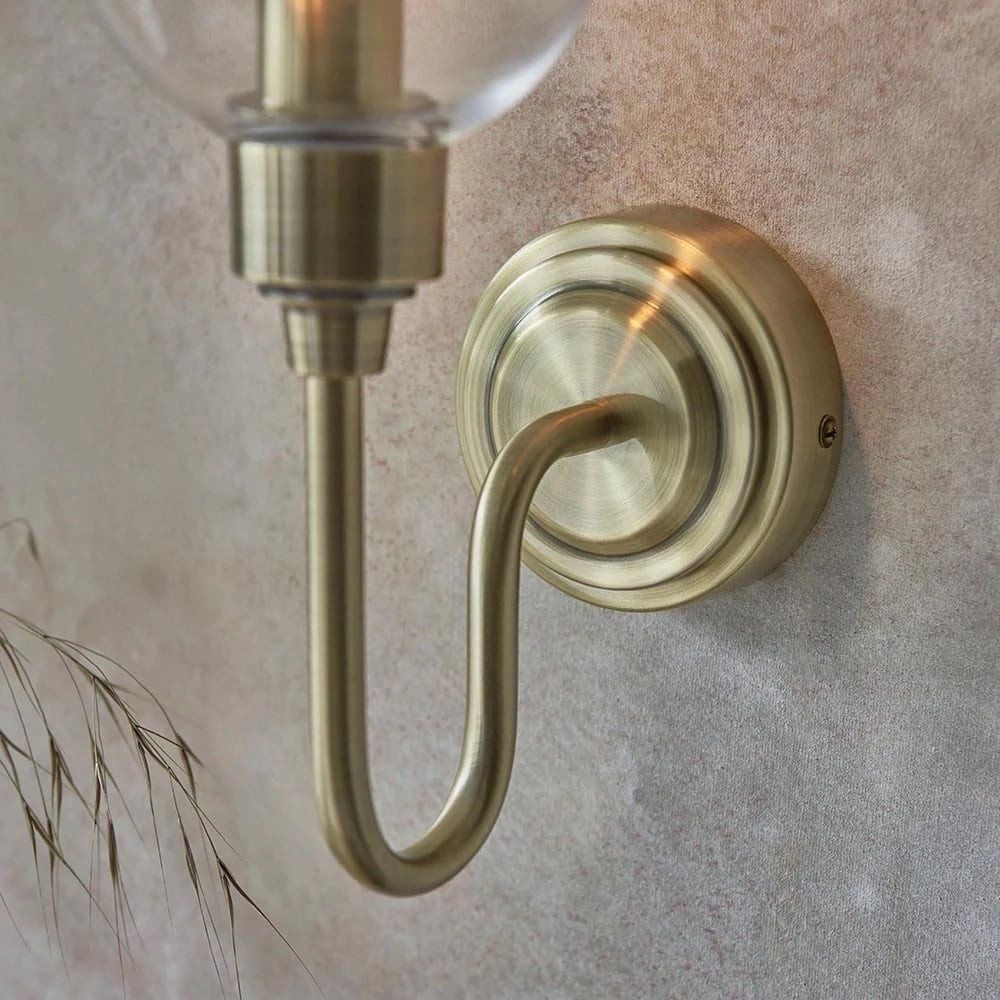Clarione Art Deco Wall Light with Clear Glass Shade - Modern Metal Design for Hallways K1885