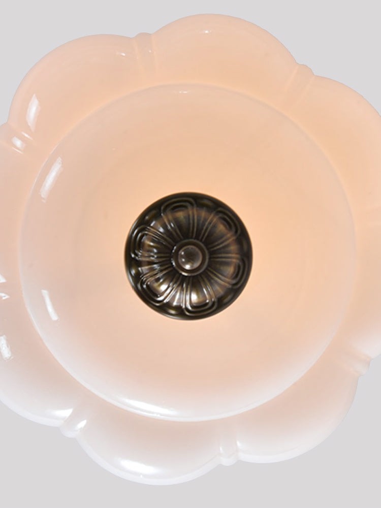 Eloise Vintage Pumpkin Glass Semi-Flush Mount Pendant Light K866