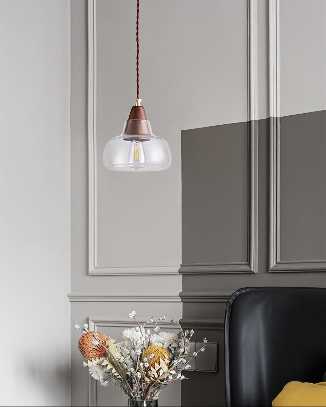 Walnut Glass Pendant Lamp K764