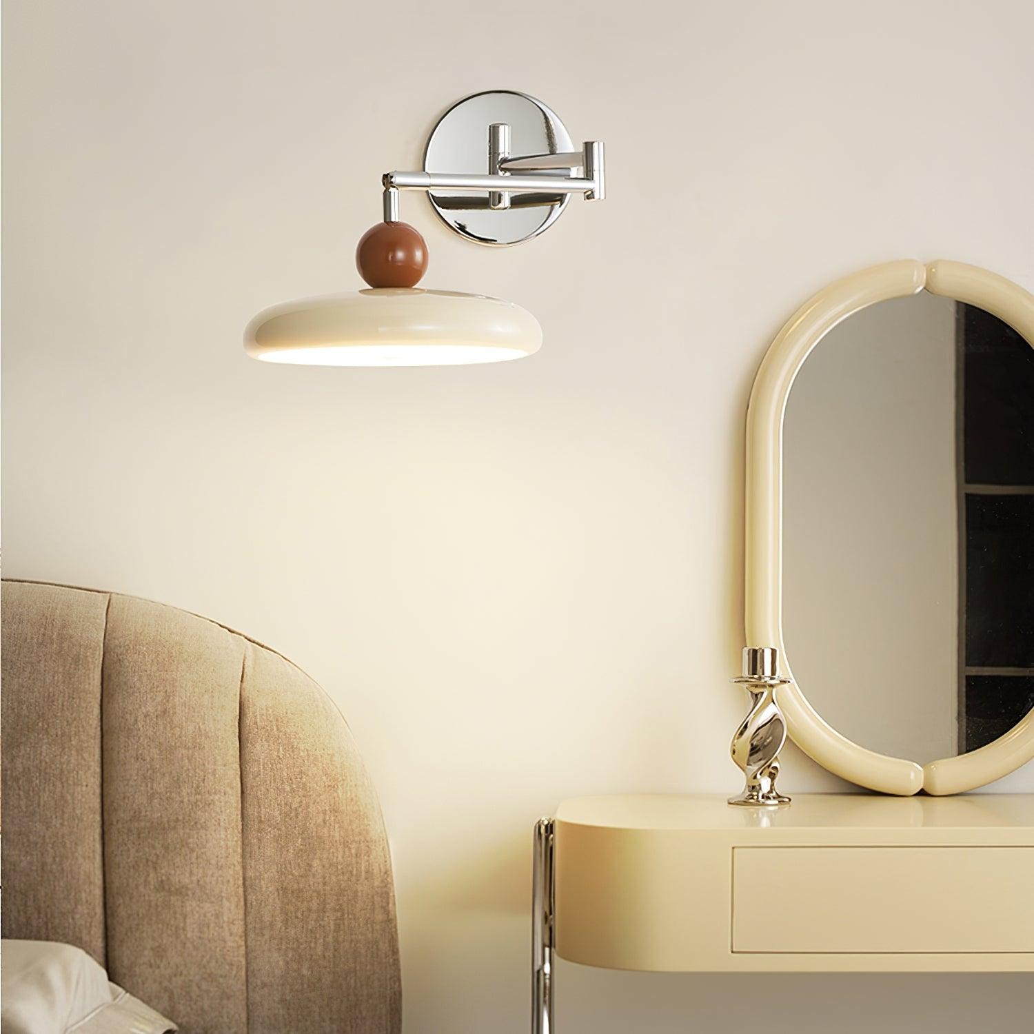 Cream Style Adjustable Swing Arm Disc Reading Wall Lamp K460