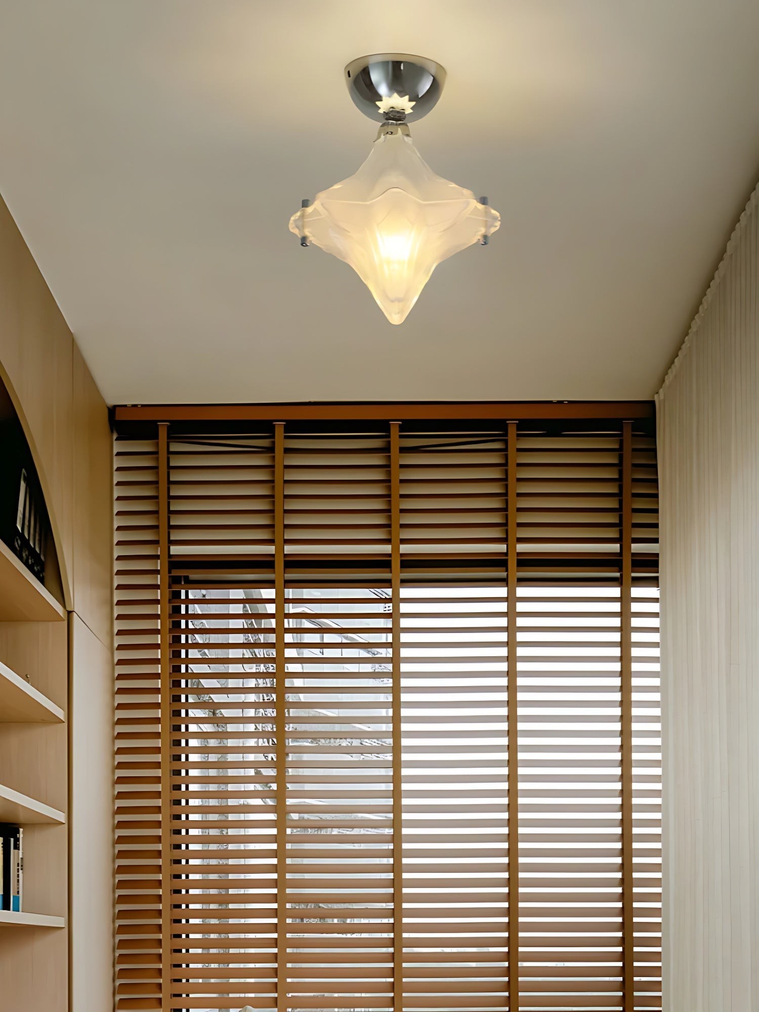 Art Deco Star Ceiling Lamp - Frosted Glass Fixture for Hallway & Entryway - Astris Ceres K1582