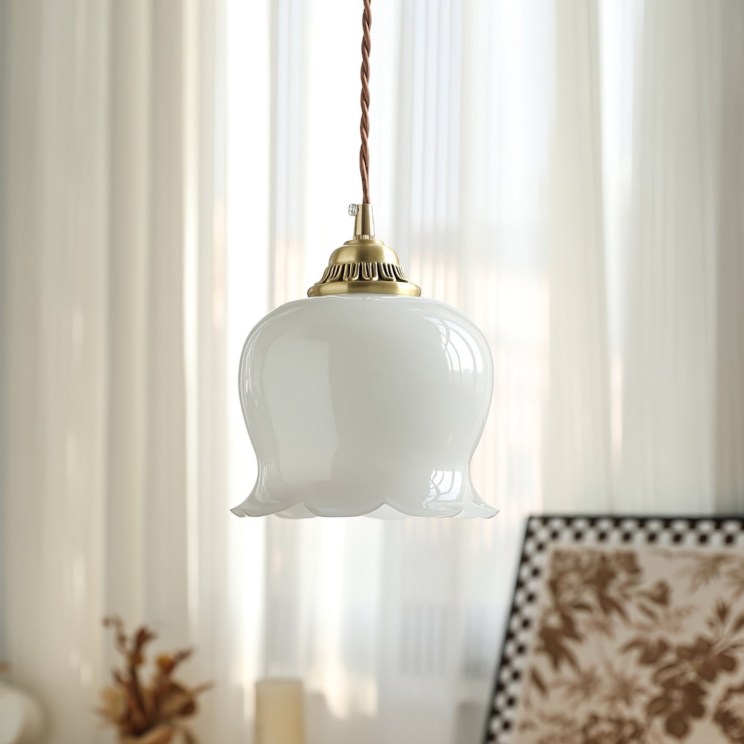 Traditional Glass Flower Pendant Lamp K736