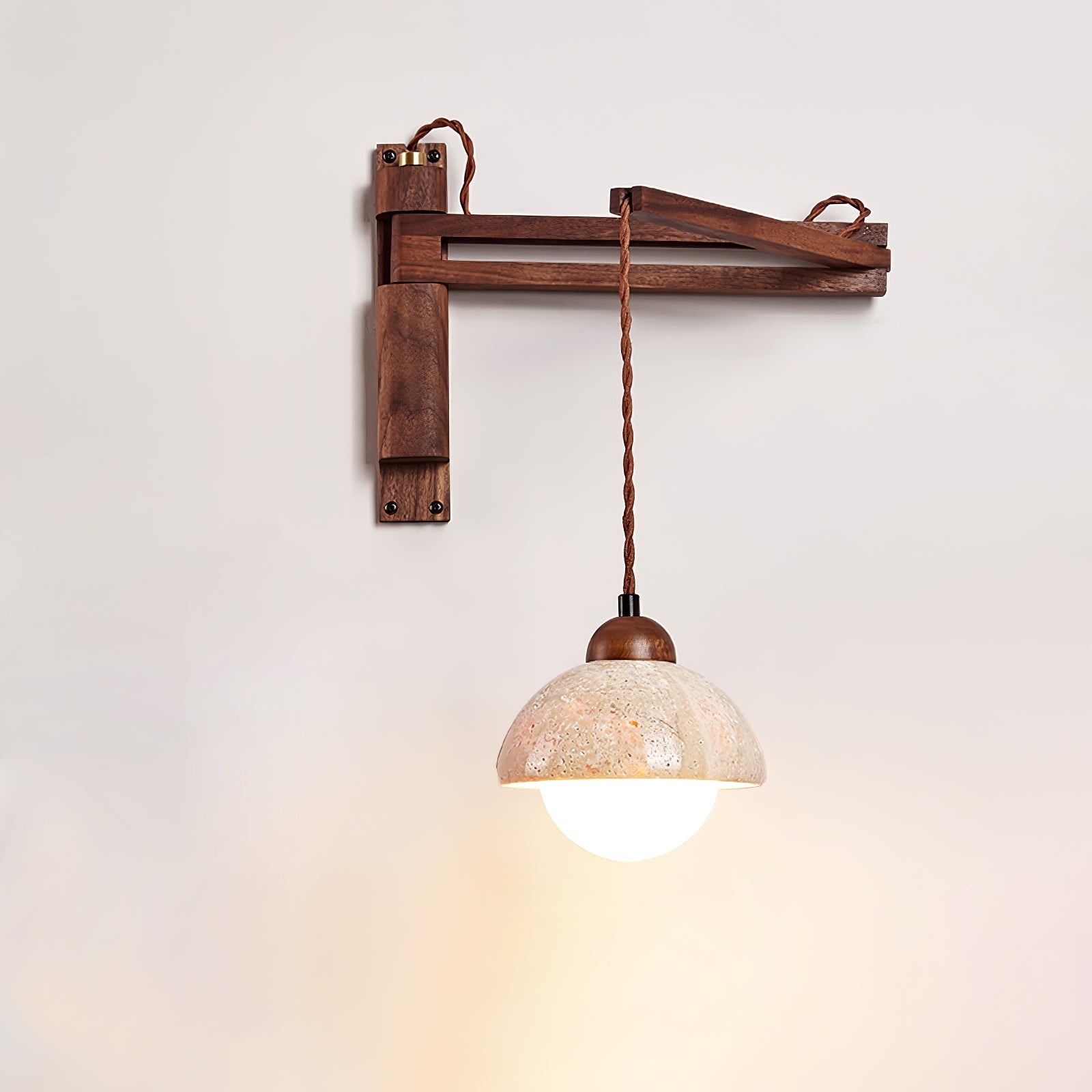 Adjustable Travertine Dome Wall Sconce D382