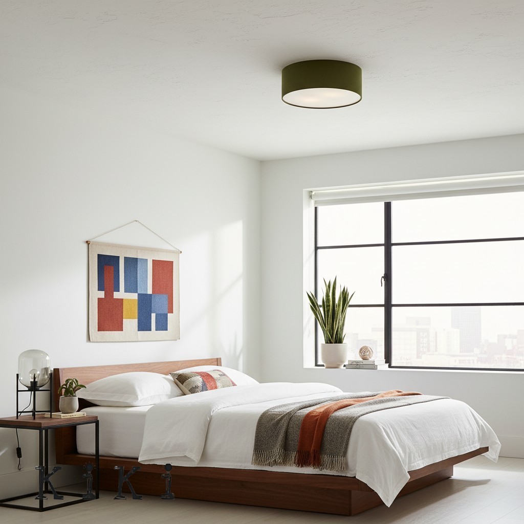 Dumora Elegant Linen Drum Flushmount – Modern Ceiling Light for Every Room K1289