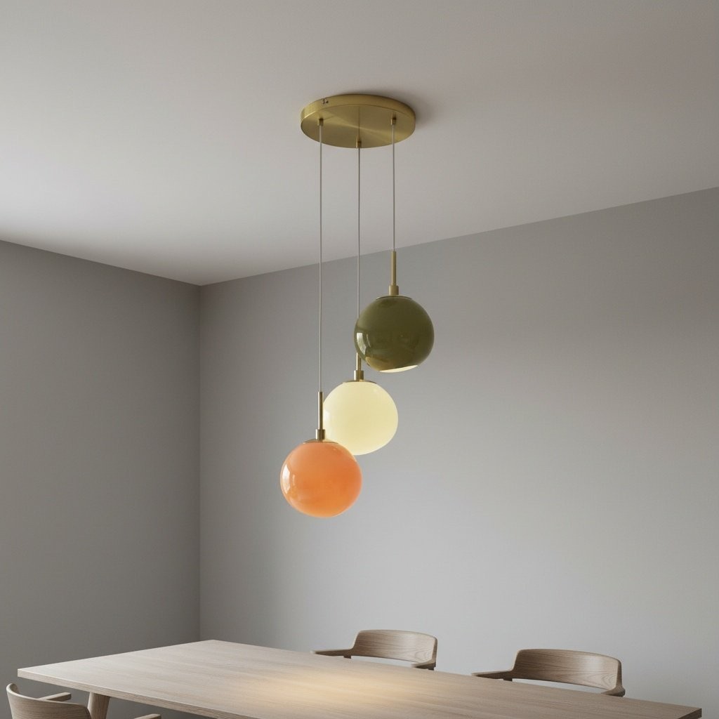 Artistic Multi-Color Glass Pendant – Minimalist Hanging Light for Living Room K1429