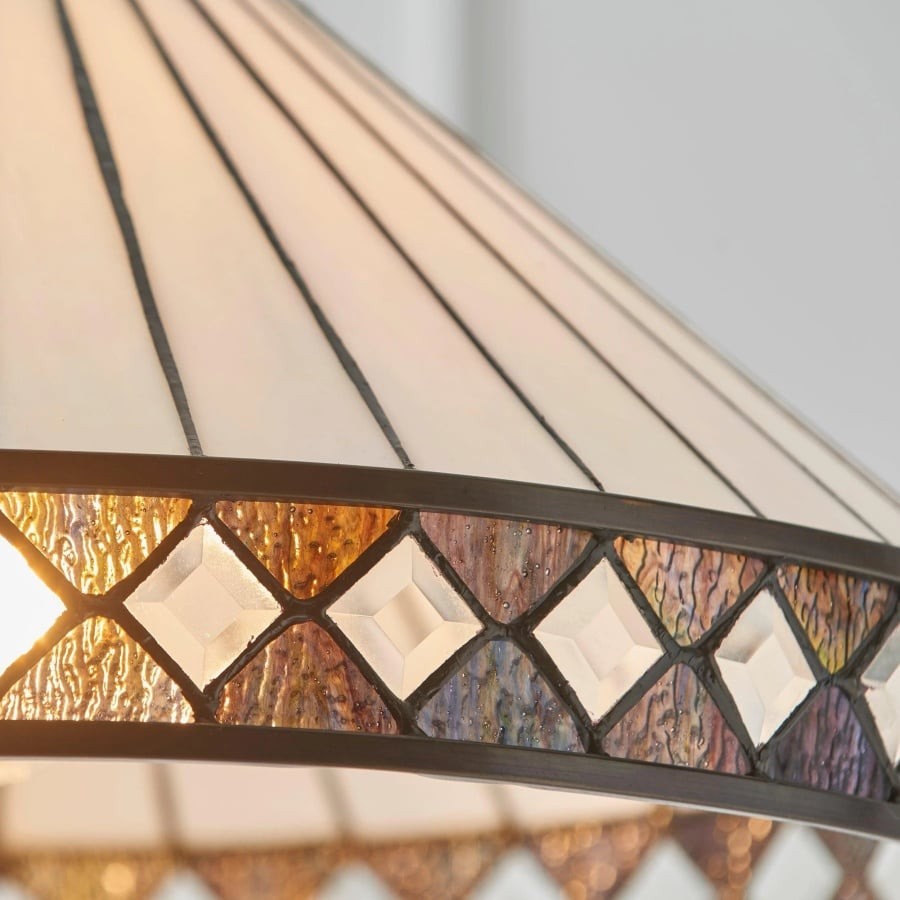 TF Fargo Pendant Light - Tiffany Style Lighting with an Art Deco Shade and Adjustable Chain K1938