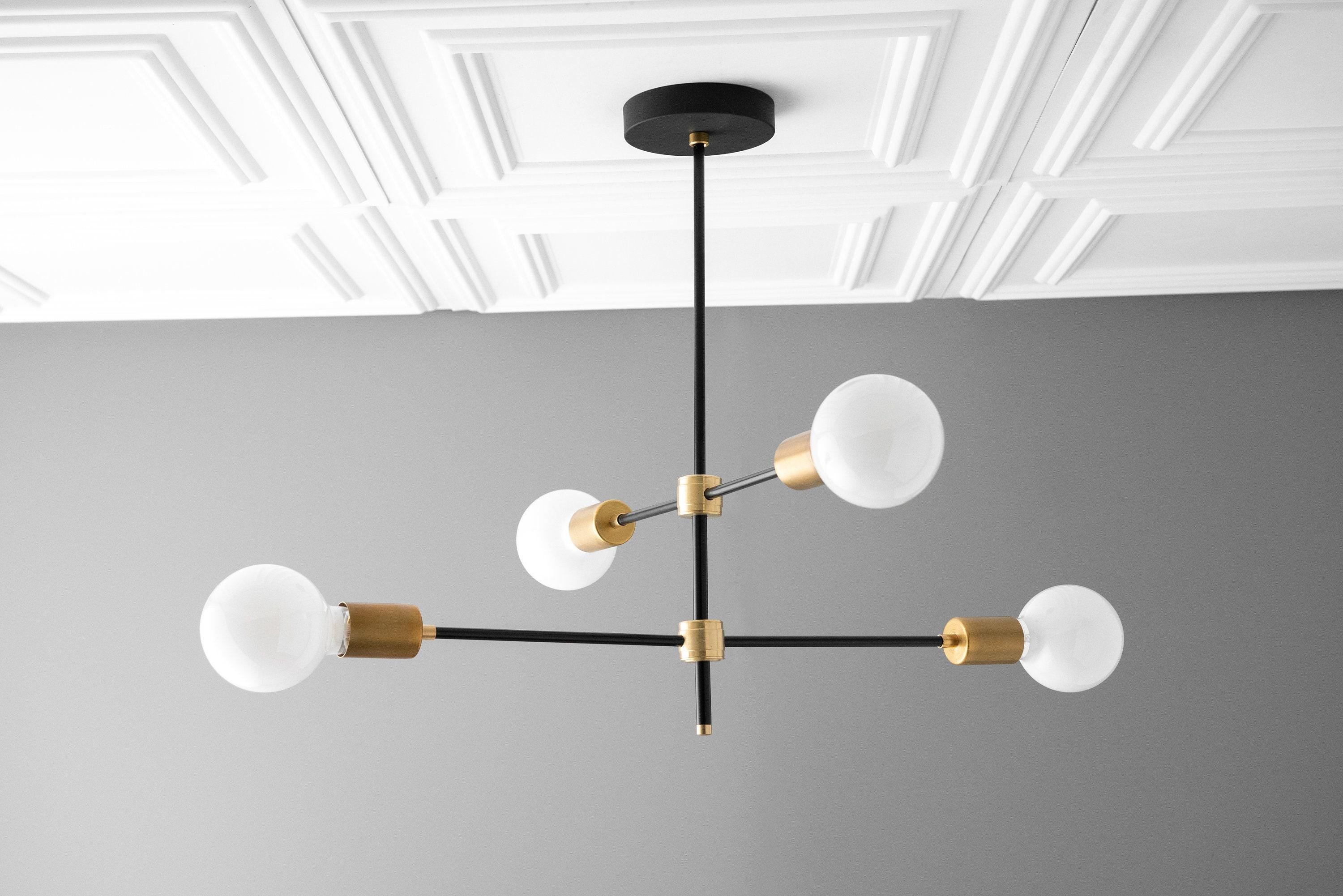 Mobilux Line Black and Brass Chandelier - Contemporary Globe Ceiling Hanging Light K1513