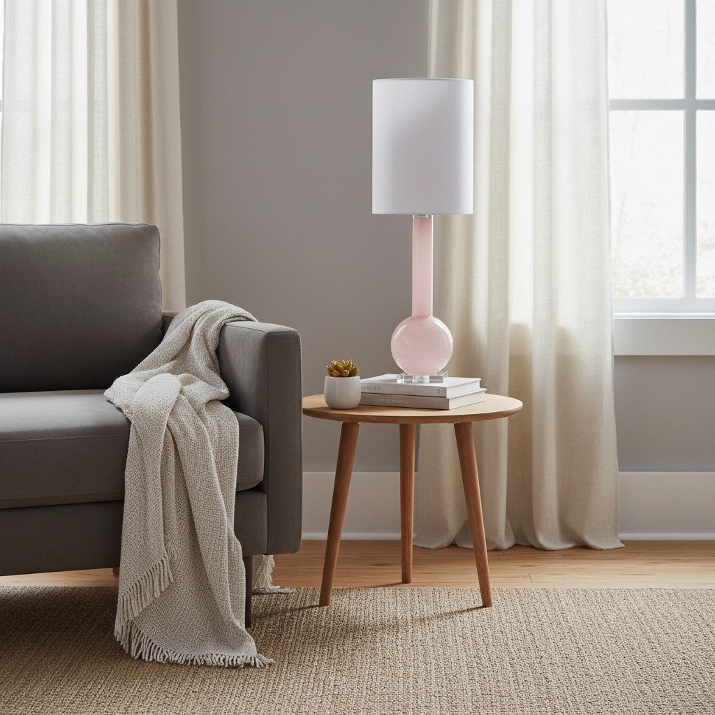 Savara Minimalist Table Lamp - Clean Glass Form with Fabric Shade for Bedrooms K1668