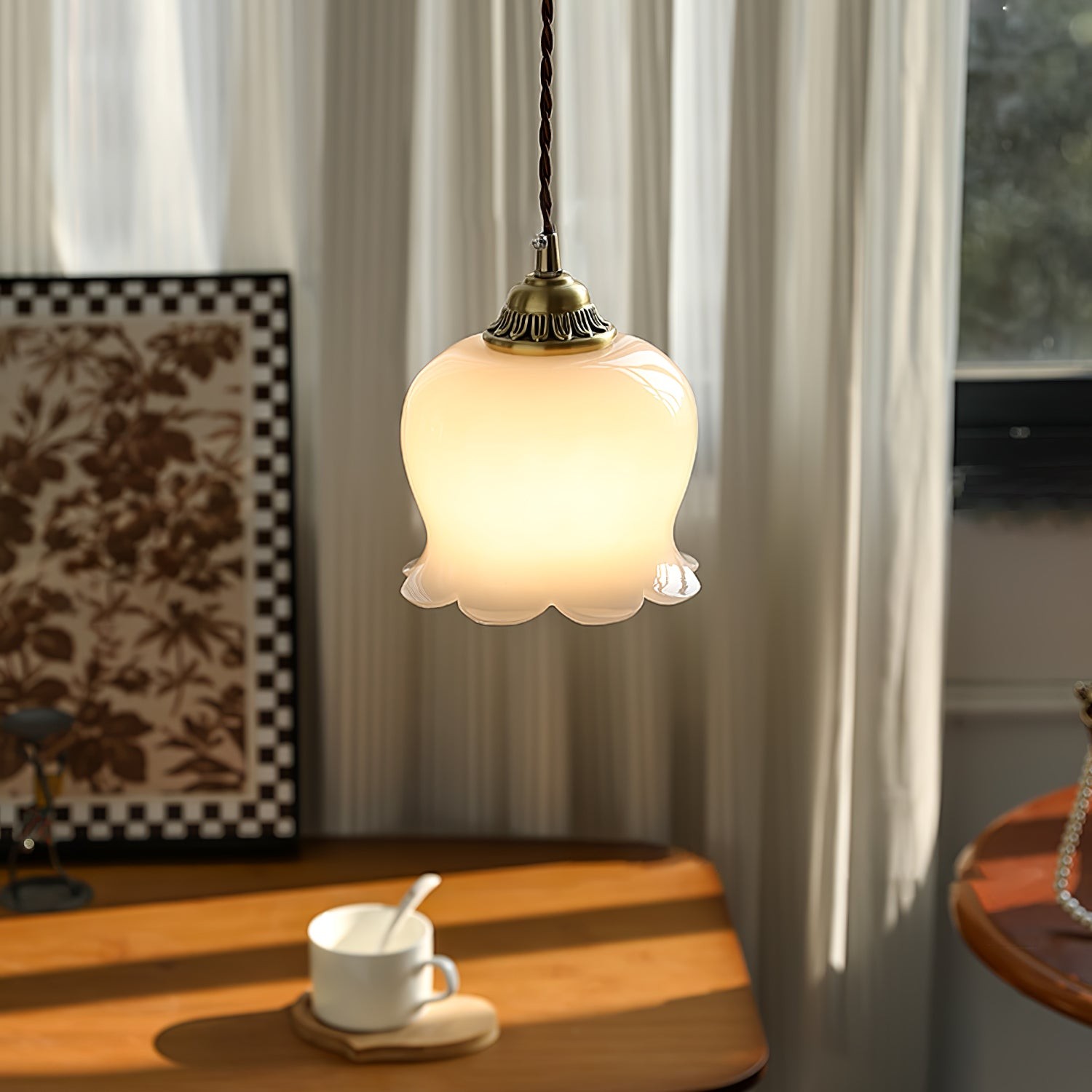 Traditional Glass Flower Pendant Lamp K736