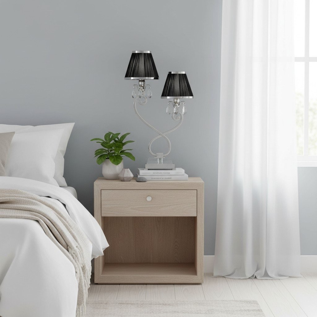 Talonis Double Table Lamp - Dual Shades and Metal Base for Living Room K1909