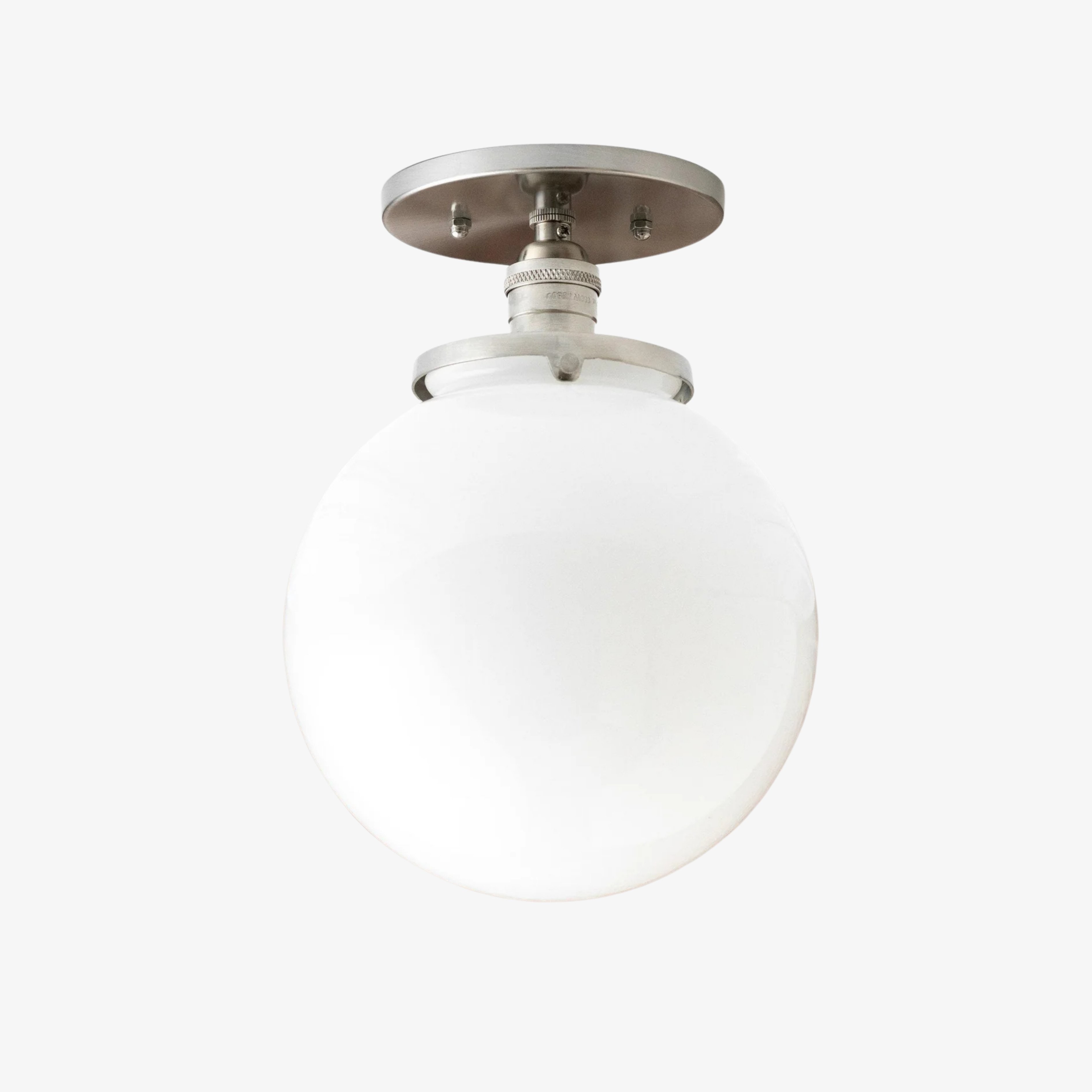 Glorica Glass Mid Century Semi Flush Ceiling Light - White Opal Glass Globe Fixture K1553
