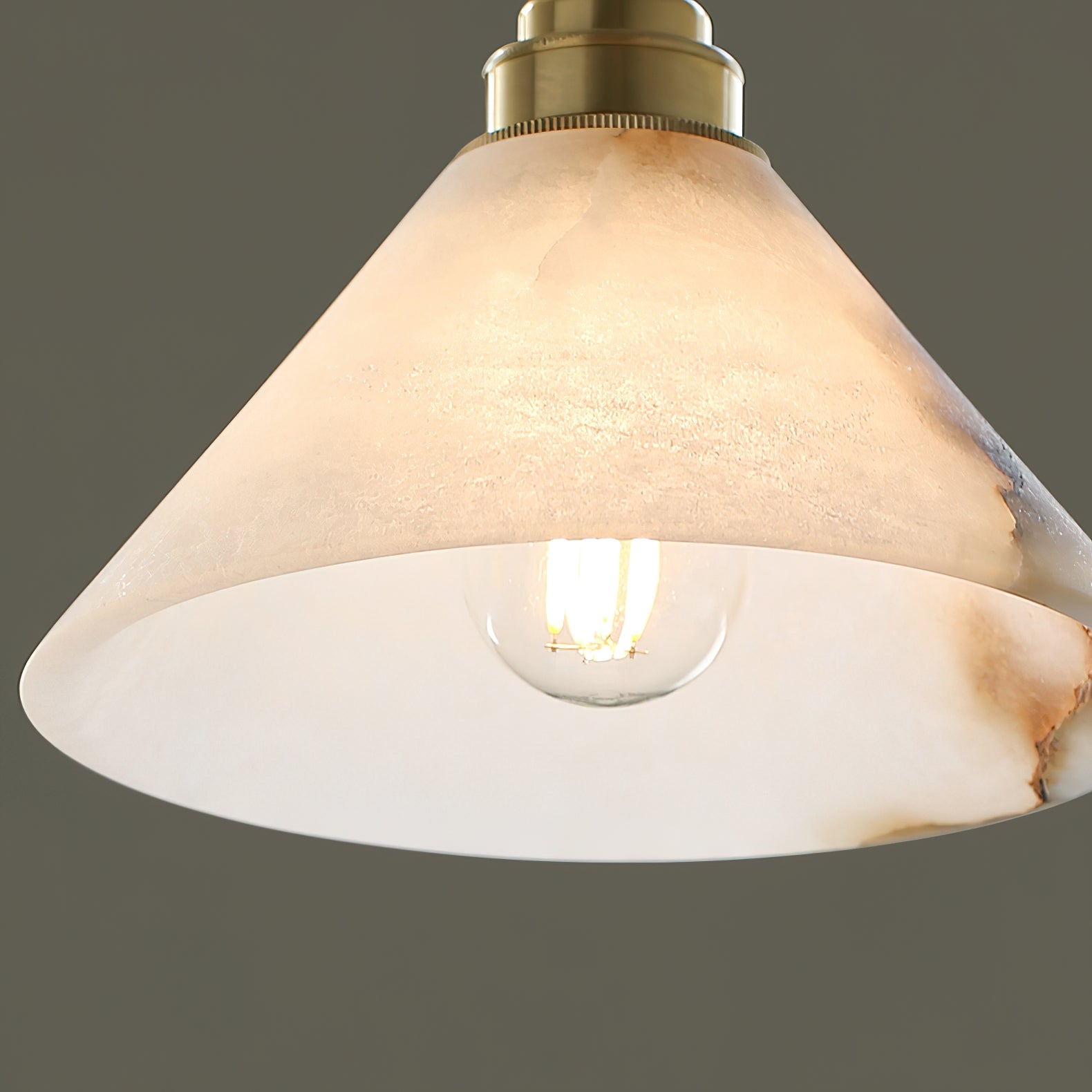 Conical Brass Alabaster Pendant Lamp D425