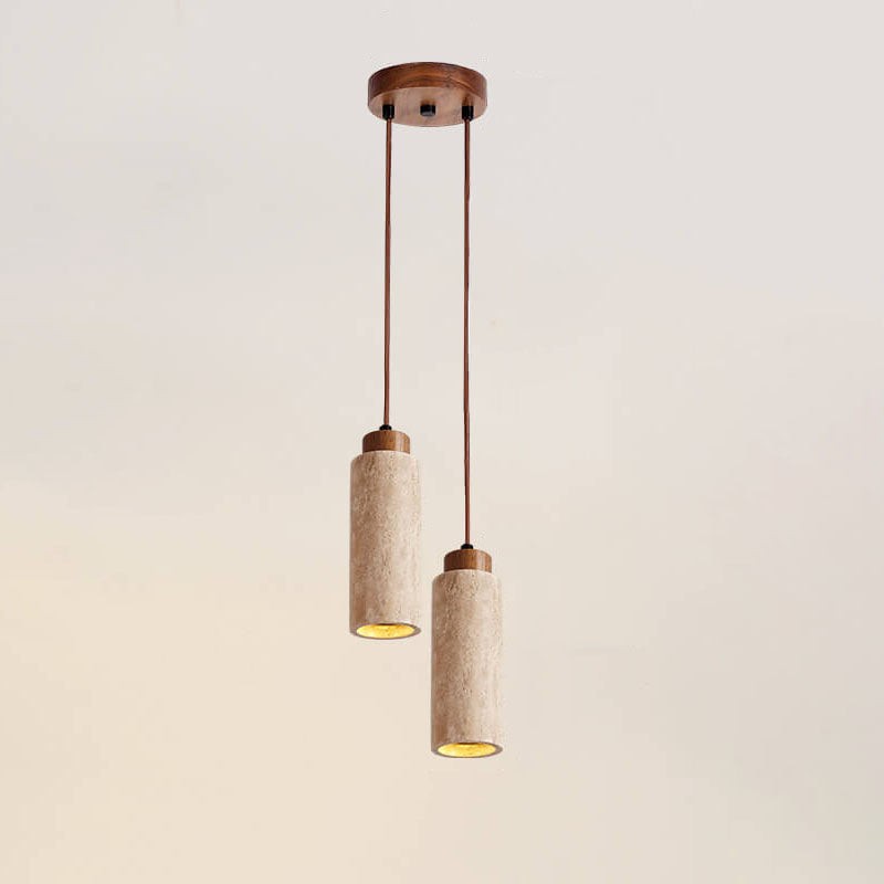 Wabi Sabi Solid Wood Stone Pendant Light K845