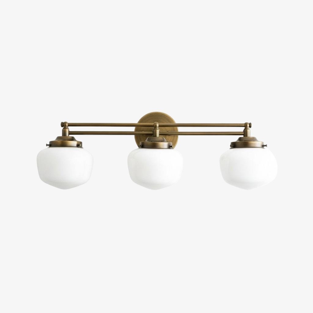 Opalume Glass Art Deco Vanity Light - Bathroom Wall Sconce with White Glass Shades K1431