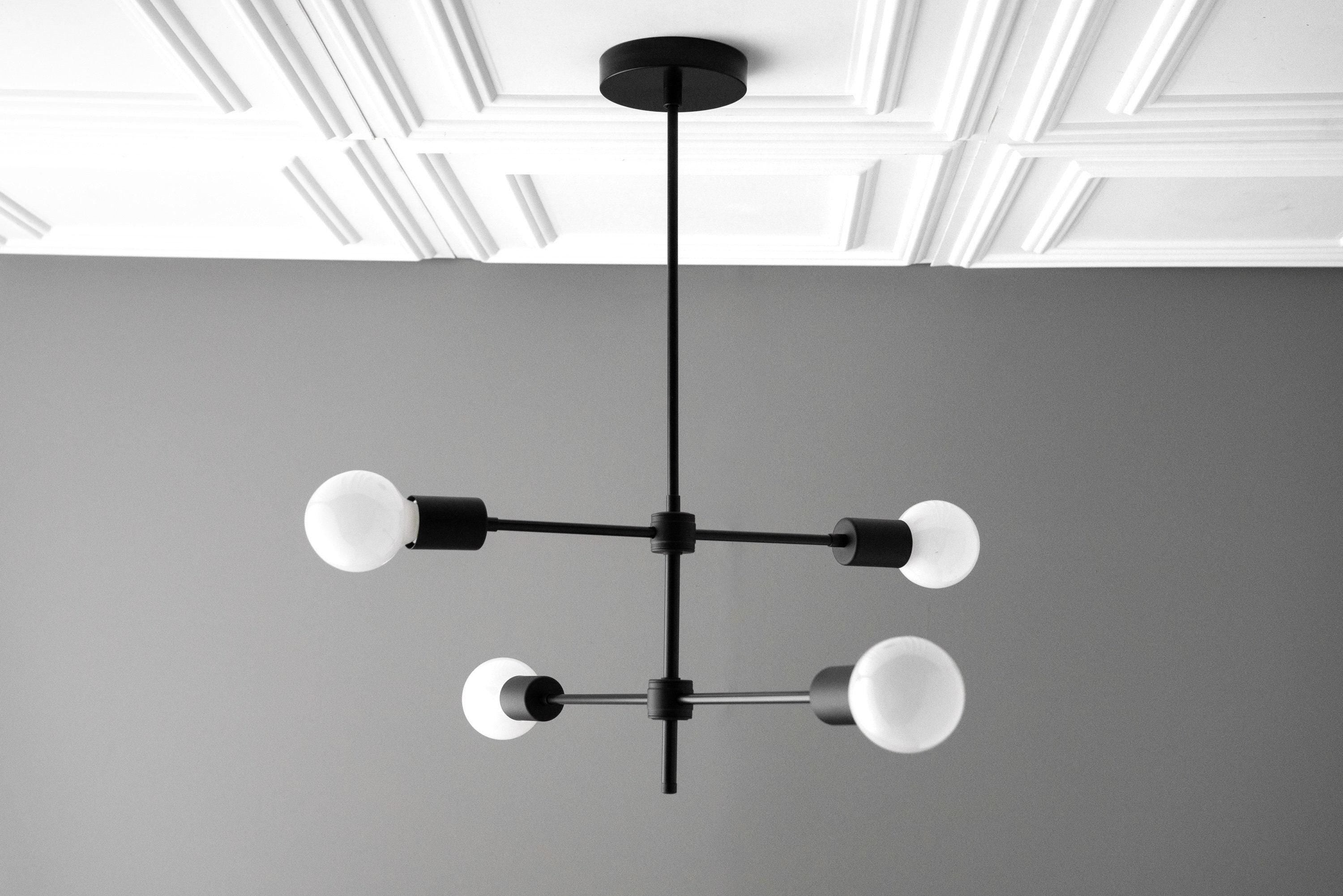 Mobilux Line Black and Brass Chandelier - Contemporary Globe Ceiling Hanging Light K1513