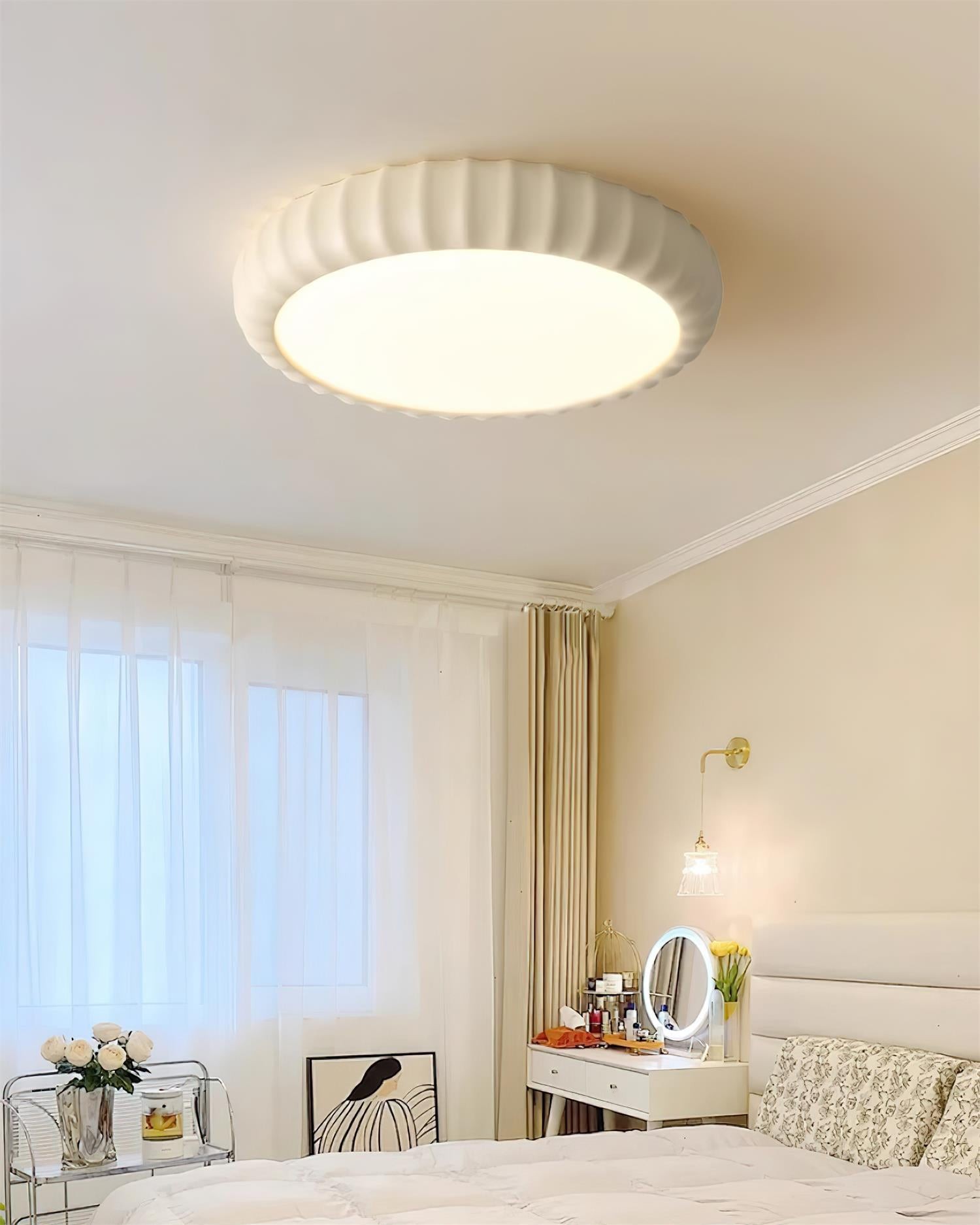 Simple Cream Style Wave Round Ceiling Light K446