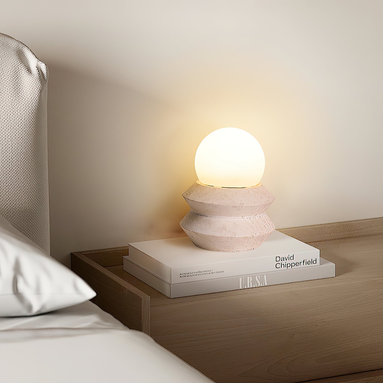 Fin Travertine Table Lamp (Built-in Battery) D660