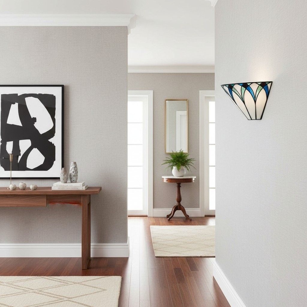 TF Allanton Vintage Art Deco Wall Light - Elegant Glass and Metal Sconce for Hallway K1783