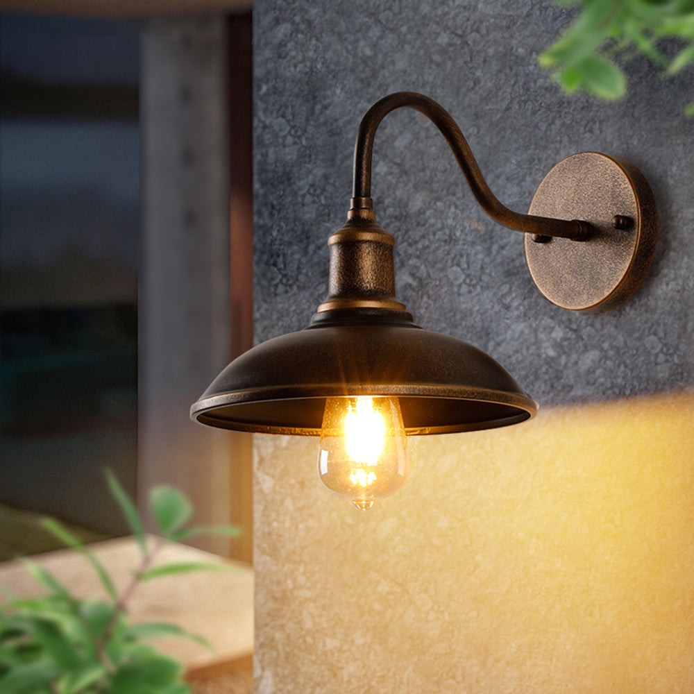 Retro Industrial Bowl Shaped Outdoor Waterproof Wall Light K817