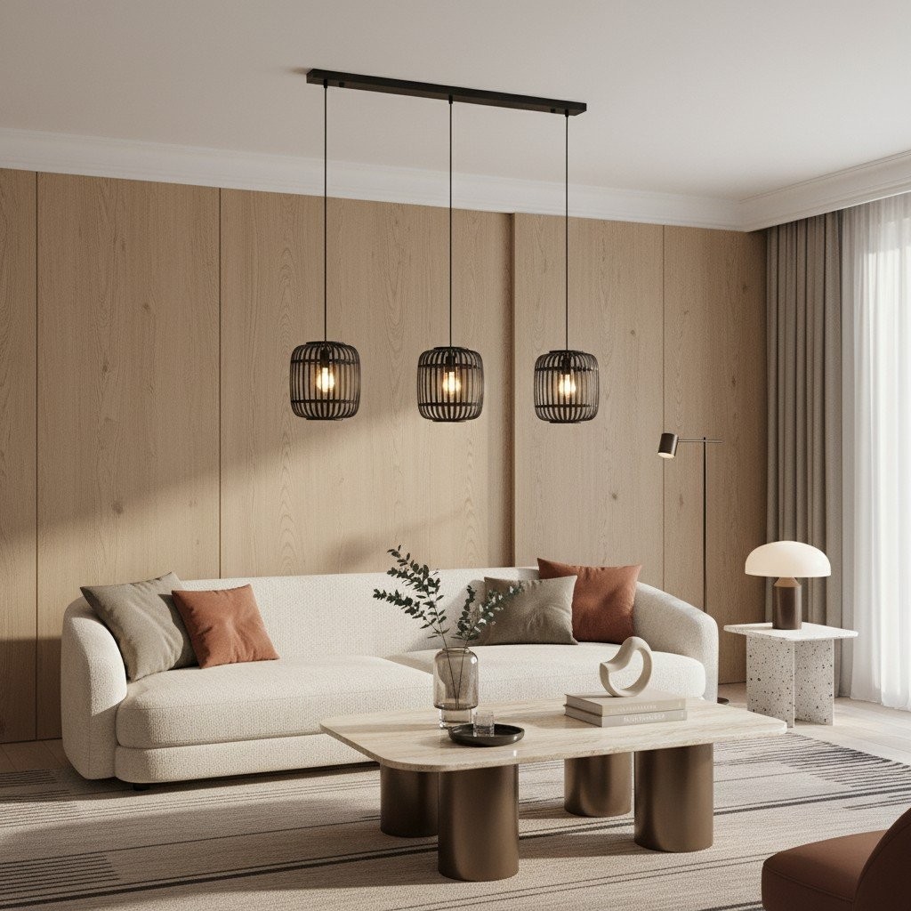 Yumeko Adjustable Bamboo Pendant Lamp - Natural Cage Pendant Light K1970