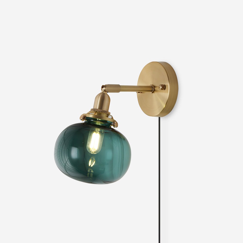 Japanese Style Vintage Brass Glass Wall Lamp K635