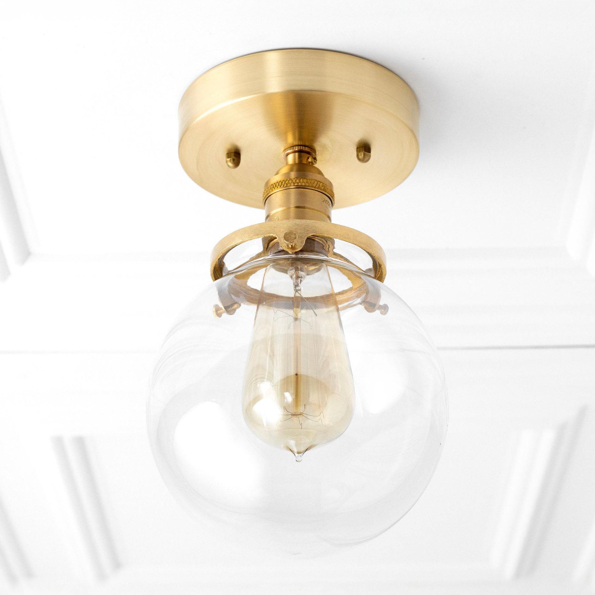 Glorica Glass Retro Globe Ceiling Light - Vintage Industrial Home Lighting K1509