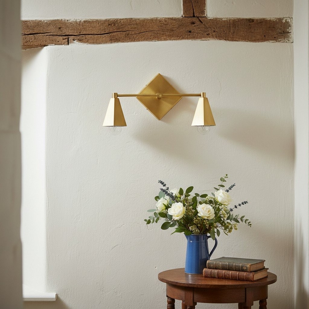 Ornato Luxe Geometric Vanity Light - Solid Brass Art Deco Bathroom Lighting K1491