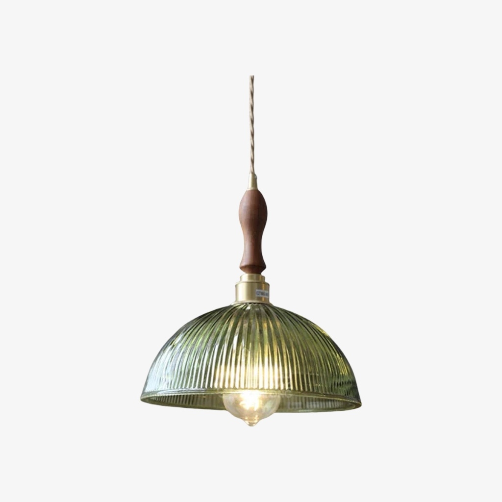 Ribilux Ribbed Pendant Light - Vintage Glass and Metal for Kitchen and Dining Room K2280