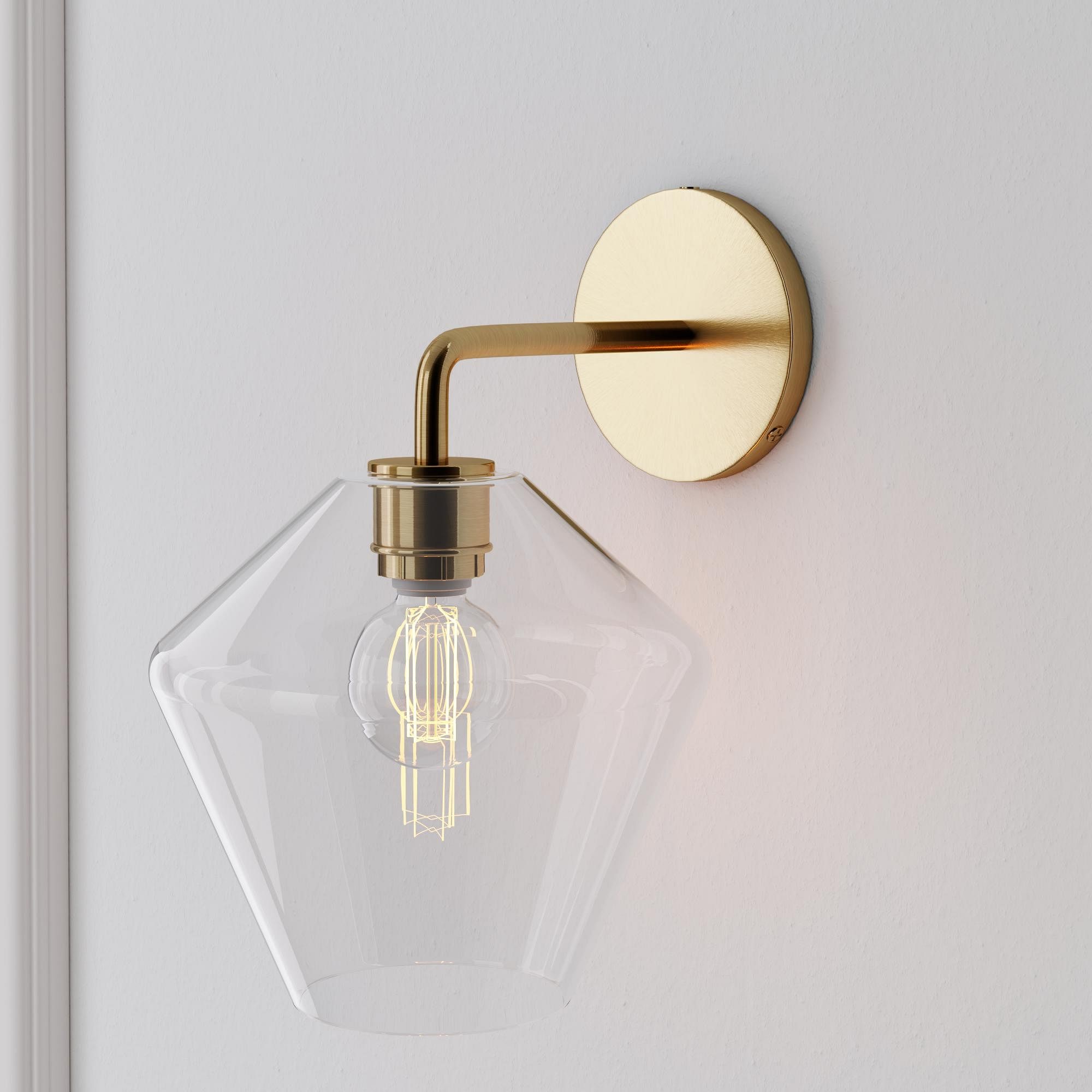 Merin Geometric Glass Wall Sconce - Minimalist Fixture for Bedroom K1402