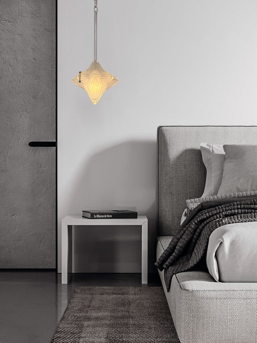 Art Deco Astris Elara Star Pendant Light - Frosted Glass Pendant with Geometric Style K1583