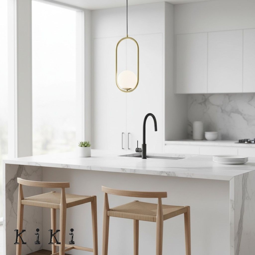 Minimalist Mila Pendant Lamp - Oval Hanging Light for Bedroom Bedside
