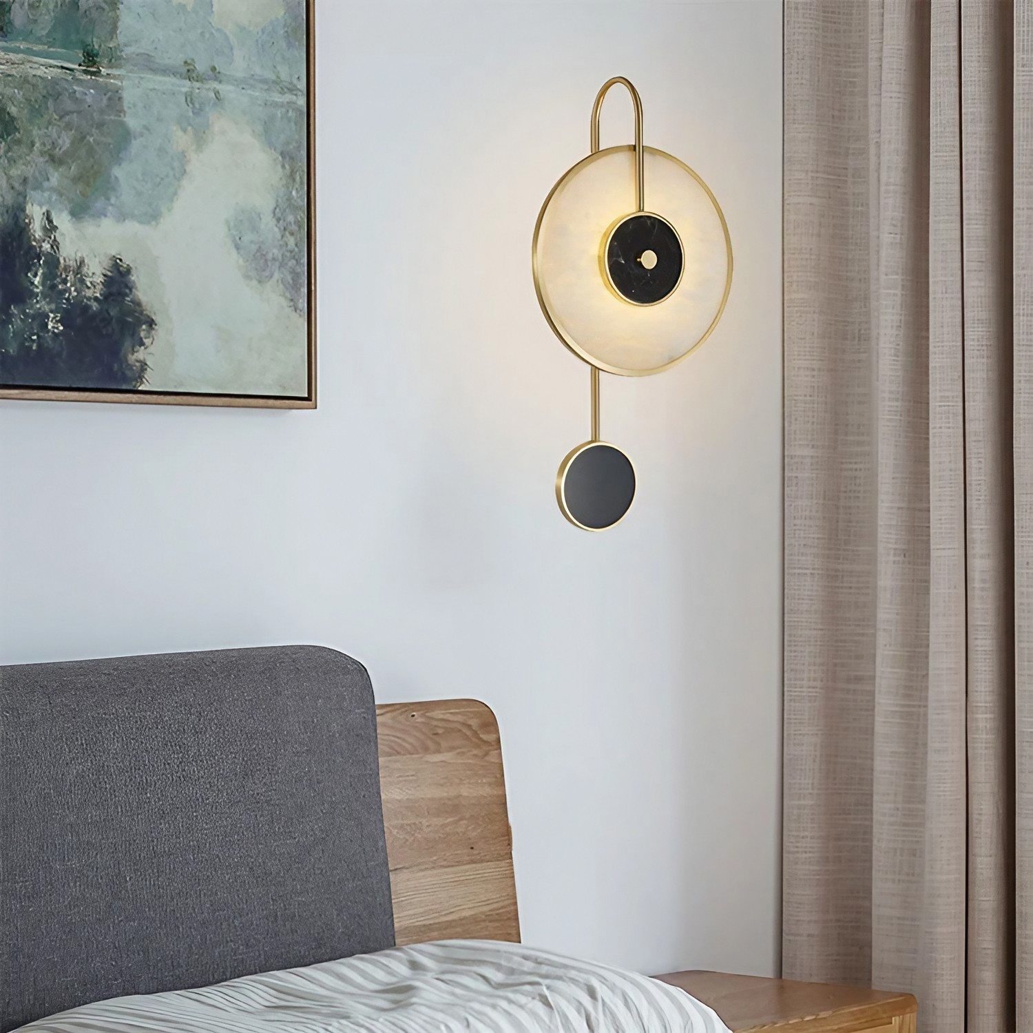 Modern Circle Marble Wall Sconce For Bedroom K808