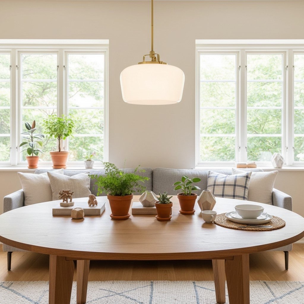 Lirra Opal Glass Pendant Light - Modern Adjustable Hanging Lamp for Kitchen K1730