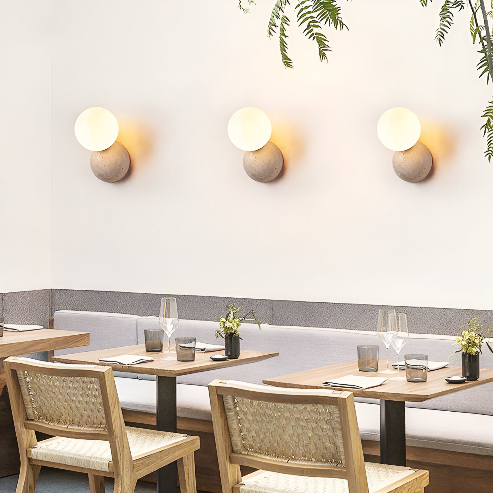Travertine Round Glass Wall Fixture D939