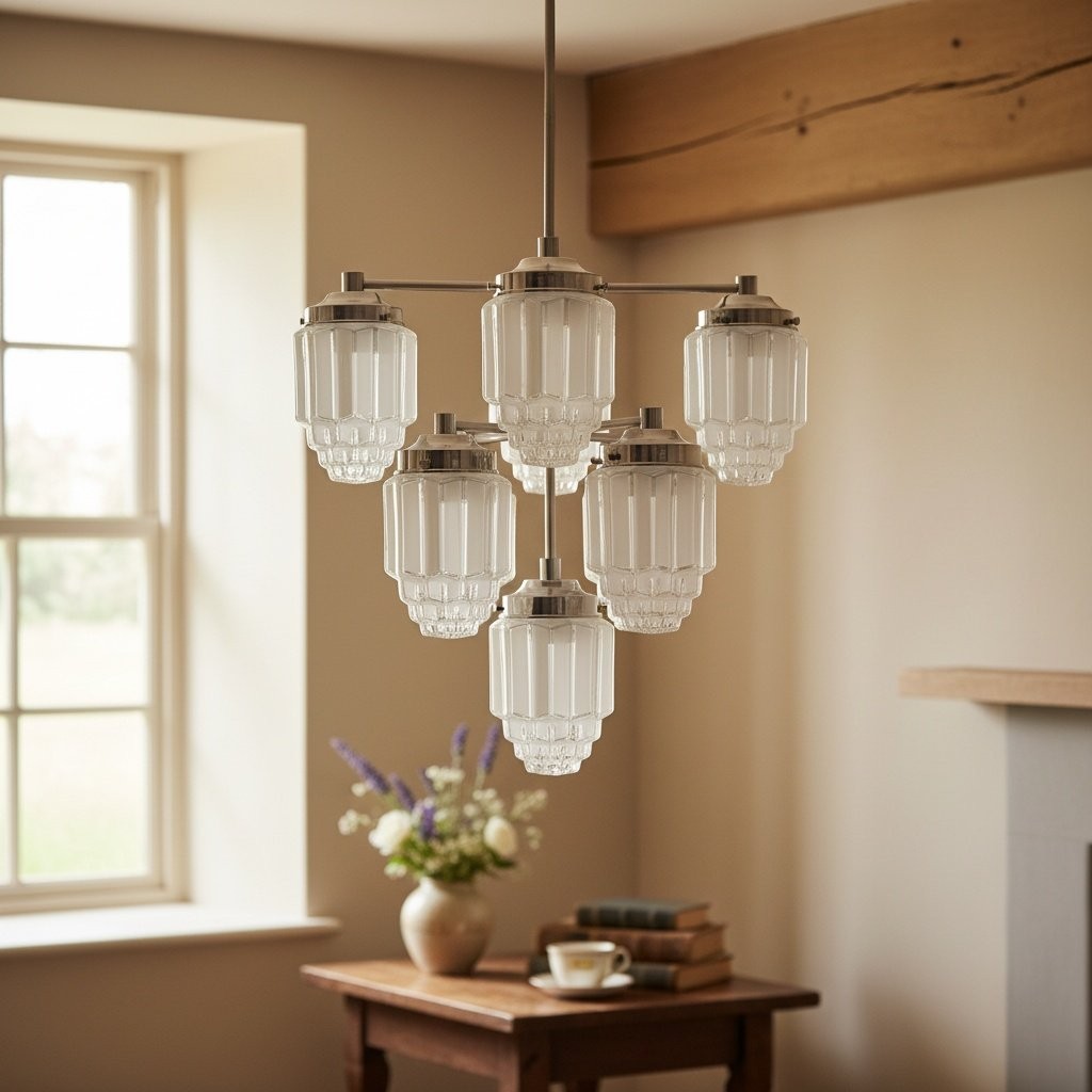 Tierlux Glass Textured Brass Chandelier – Timeless Lighting with Style K1500