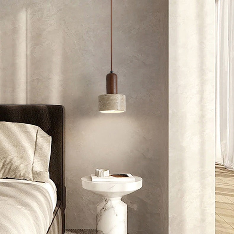 Traditional Retro Cylindrical Solid Wood Pendant Lamp K724